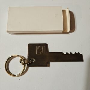 Gold and Brown Key Shaped Keychain